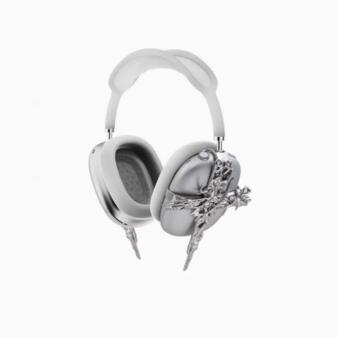Creative And Versatile Modern Cross Metal Headphone Cover Silver