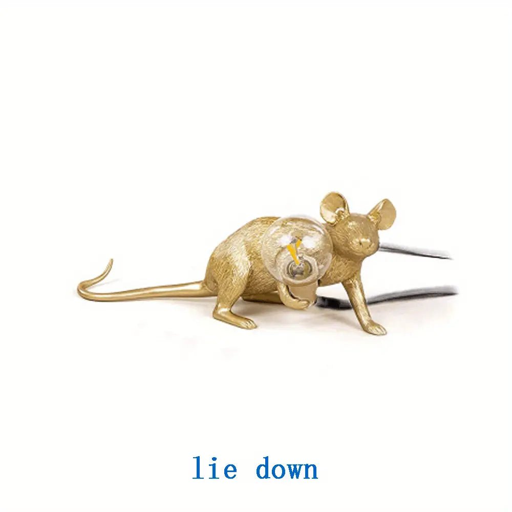 Creative Nordic Resin Mouse Table Lamp Desk LED Night Lights Small Mini Rat Desk Lamps Gold US liedown