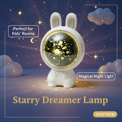 Creative Rabbit Star Light Projector Lamp Children Home Decor USB White