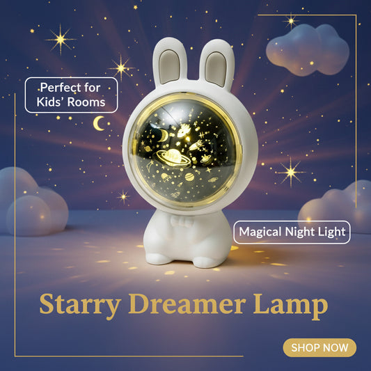 Creative Rabbit Star Light Projector Lamp Children Home Decor USB White