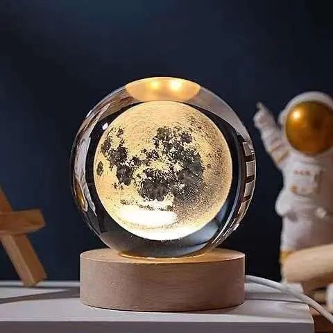 Crystal Ball 3D Inner Carved Solar System Glowing Night Lights Warm Bedside Light Festival And Kid Gift Night Lamp Moon