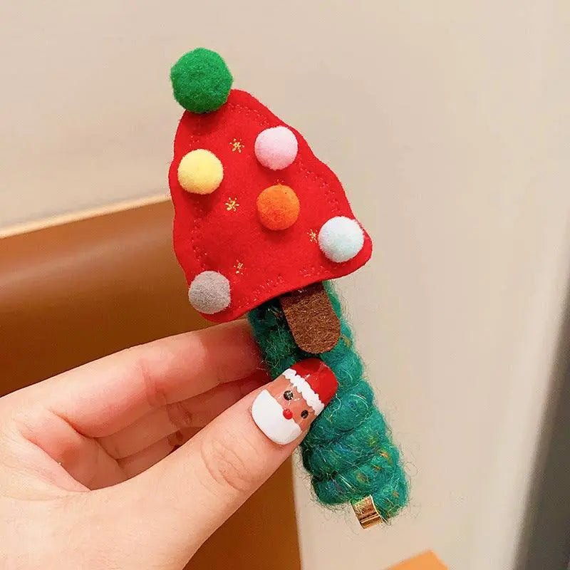 Cute Girls Elastic Rubber Band Christmas Children Telephone Wire Hair Spiral Coil Festive Dress Up Kid Hair Accessories Headwear Red Christmas Tree