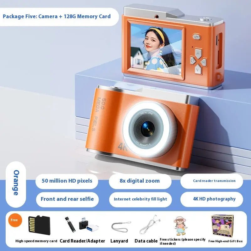 D05 Children's Camera Digital Cartoon Orange 128g