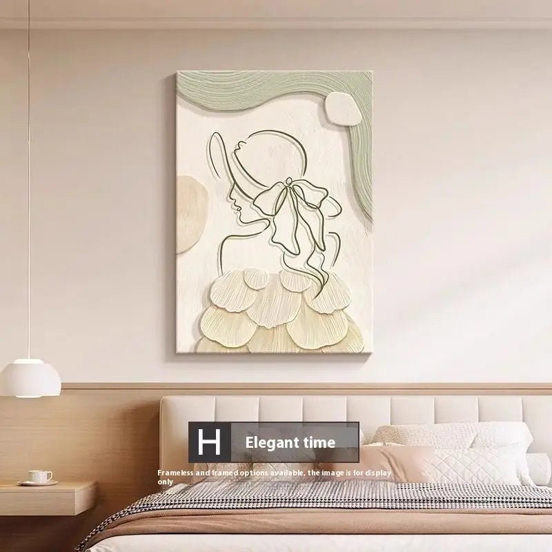 Decorative Painting Cream Style Abstract Line Character Mural H Style Elegant Time 40X60cm Frameless Painting