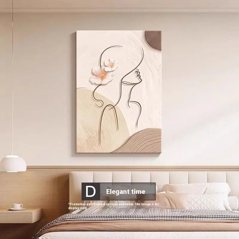 Decorative Painting Cream Style Abstract Line Character Mural D Style Elegant Time 40X60cm Frameless Painting