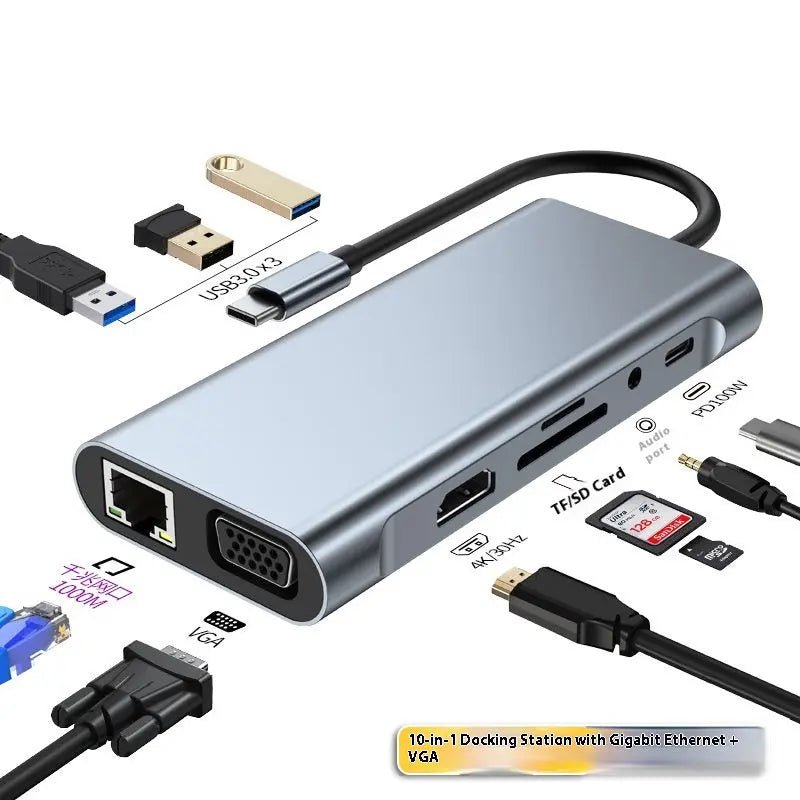 Docking Station Type-C Port Usb Multi-port Multi-function Hub 10 Docking Station Gigabit VGA
