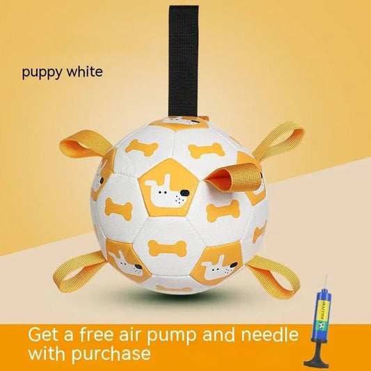 Dog Interactive Football Toys Children Soccer Dog Outdoor Training Balls Pet Sporty Bite Chew Teething Ball With Cute Printing Puppy White