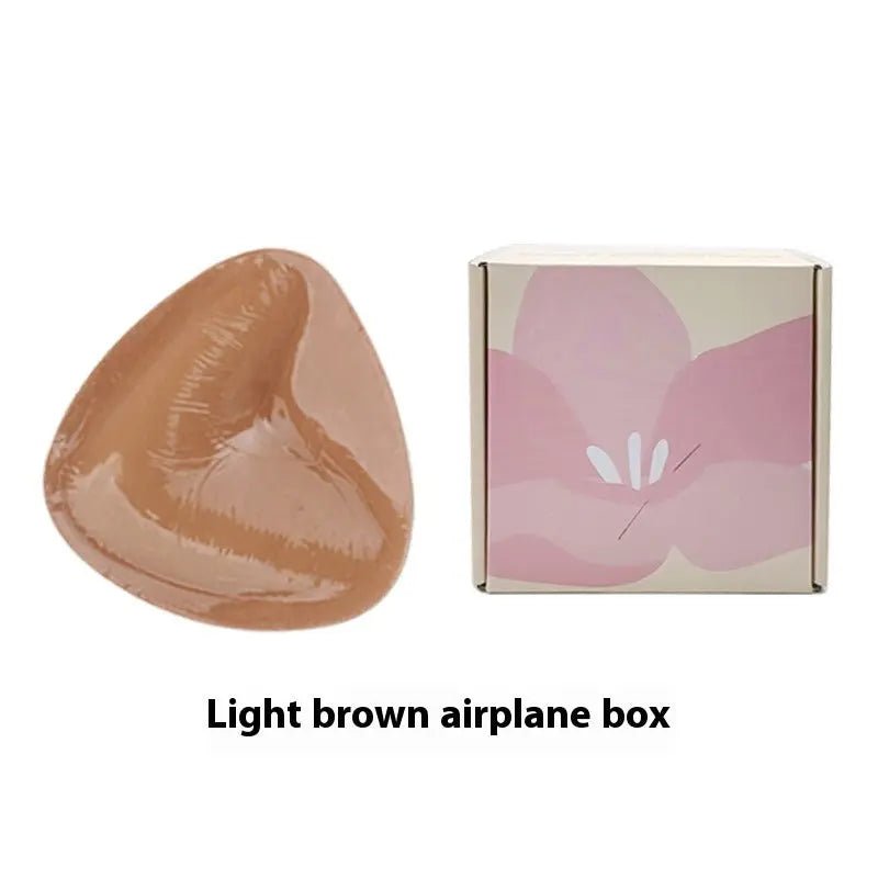 Double Sided Adhesive Sticky Bra Inserts Push Up Thick Sponge Breast Lift Pads Women Swimsuit Bikini Cup Enhancer Light coffee Airplane Box