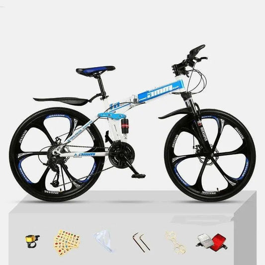 Dual Shock Absorbing Off-road Variable Speed Racing Male And Female Student Bikes White blue 2 Style