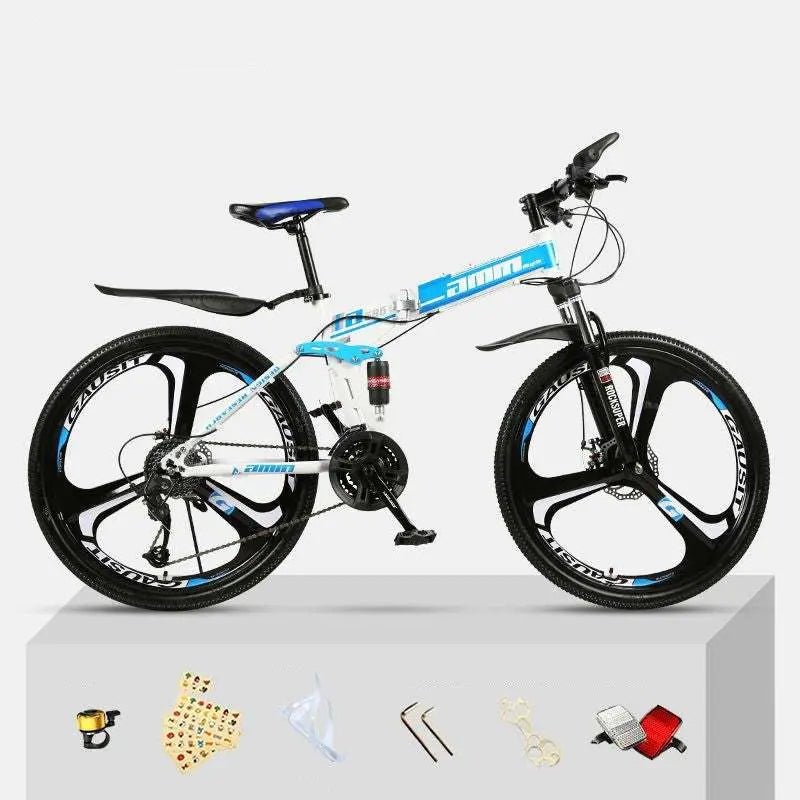 Dual Shock Absorbing Off-road Variable Speed Racing Male And Female Student Bikes White blue 3 Style