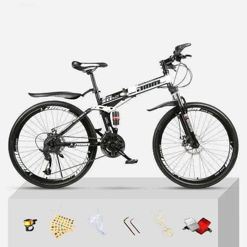 Dual Shock Absorbing Off-road Variable Speed Racing Male And Female Student Bikes Black white 1 Style
