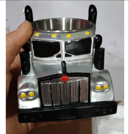 Durable Truck Coffee Mug Semi Truck Handcrafted Coffee Cup Semi-trailer Shaped Semi-Truck Coffee Mugs For Family Silver White Truck