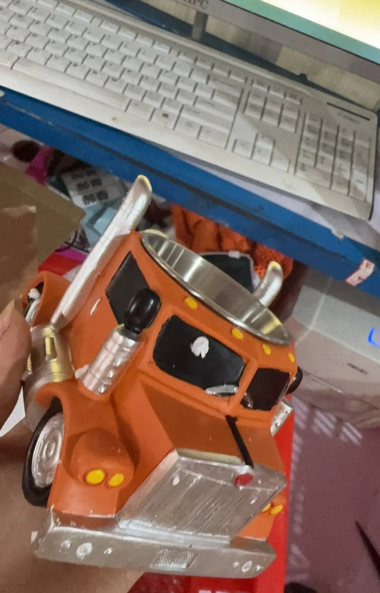 Durable Truck Coffee Mug Semi Truck Handcrafted Coffee Cup Semi-trailer Shaped Semi-Truck Coffee Mugs For Family Orange Truck