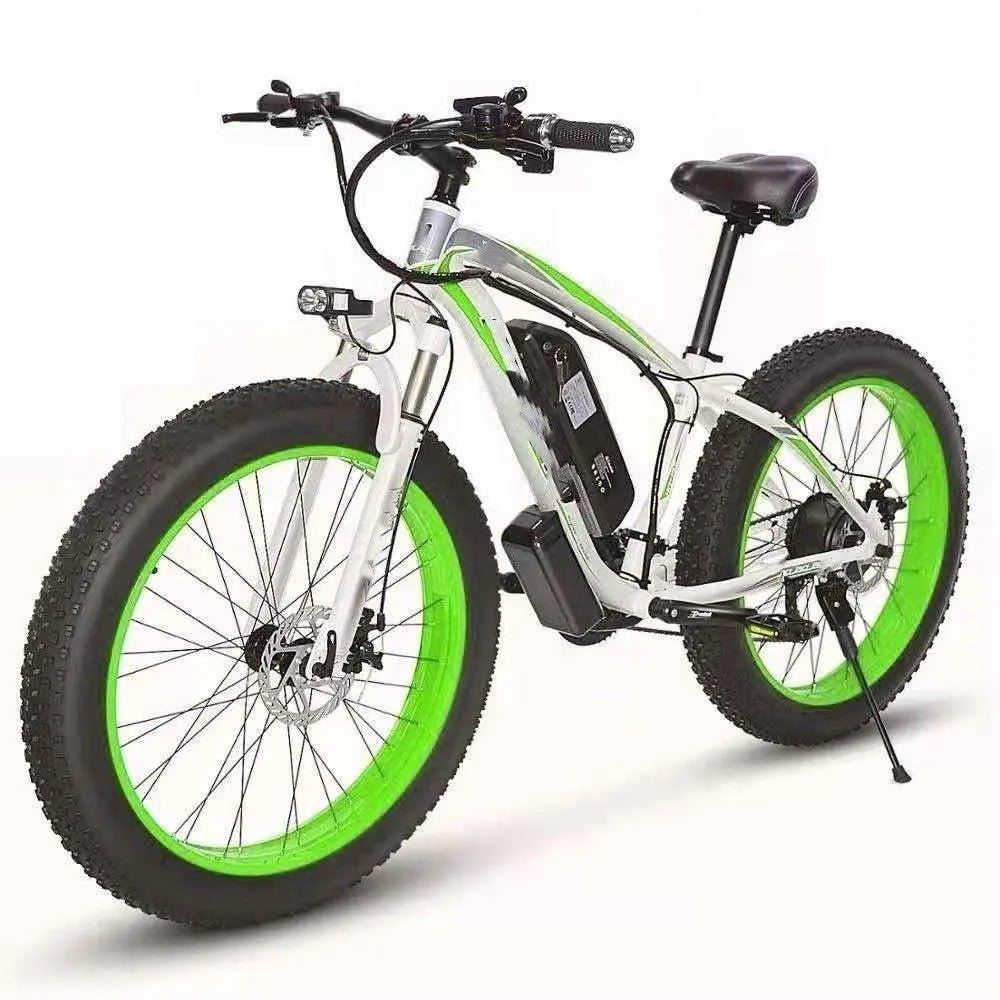 Electric Bicycle Lithium Tram Snow Electric Mountain Bike 21 Speed Green