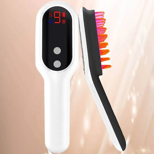 Electric Head Massager Magnetic Therapy Hair Growth Comb Blue Red Light Scalp Massage Brush Relieve Fatigue Pressure LED Display White