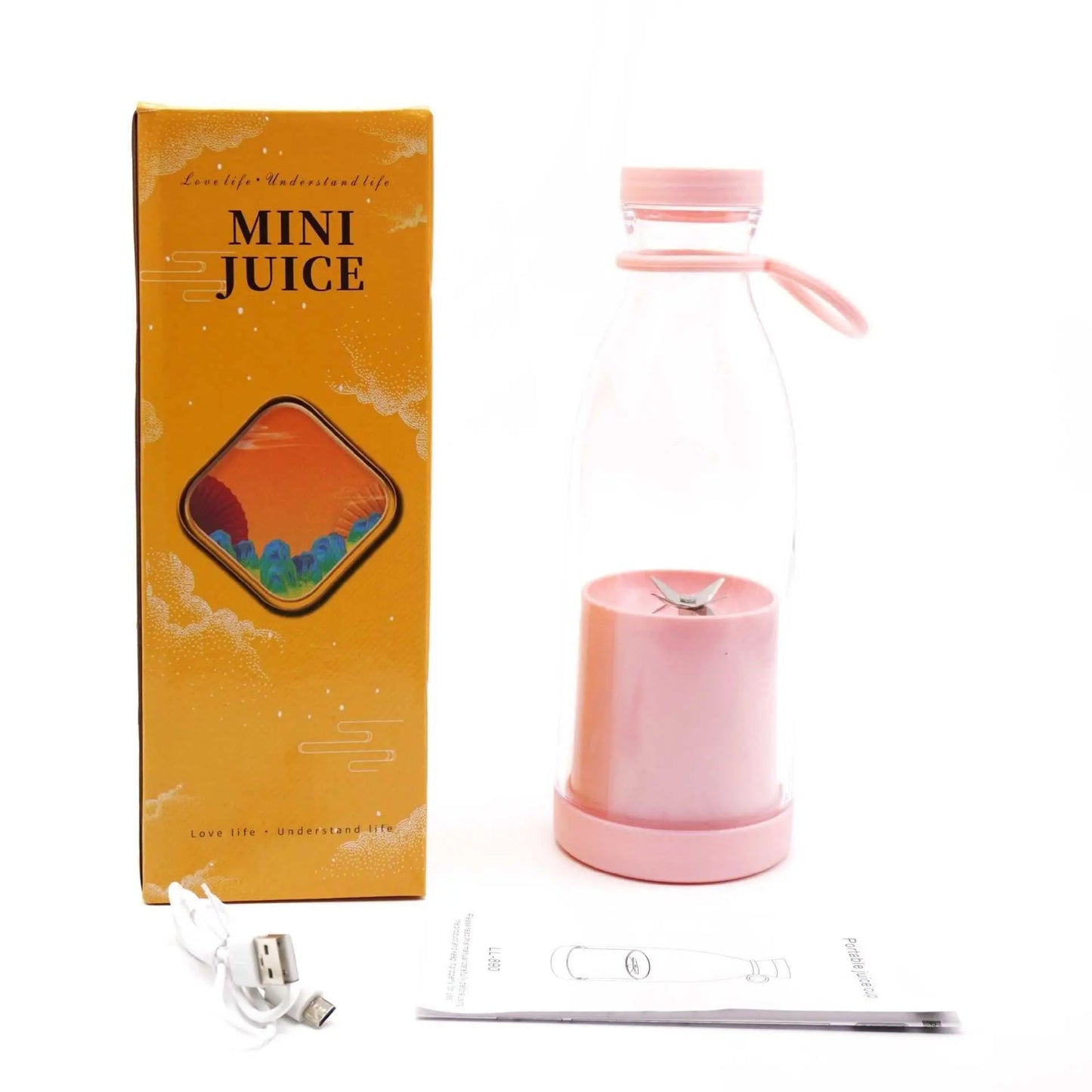 Electric USB Wine Bottle Juicer Cup 6-leaf Cutter Head Household A Style Pink