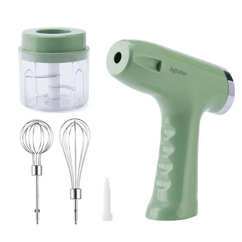 Electric Whisk Household Cream Automatic Blender Green 5 Gear Color Box Packaging