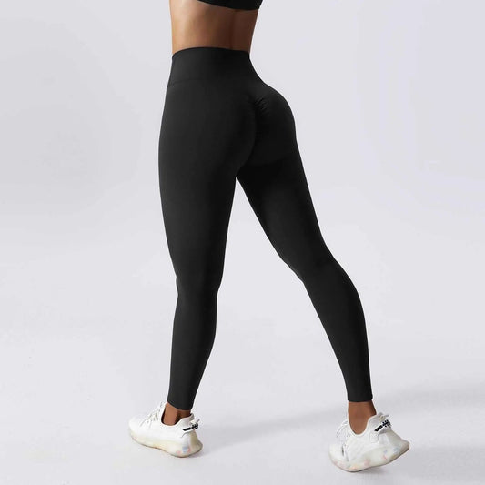 European And American Drawstring Belly Contracting Nude Feel High Waist Yoga Pants Advanced Black