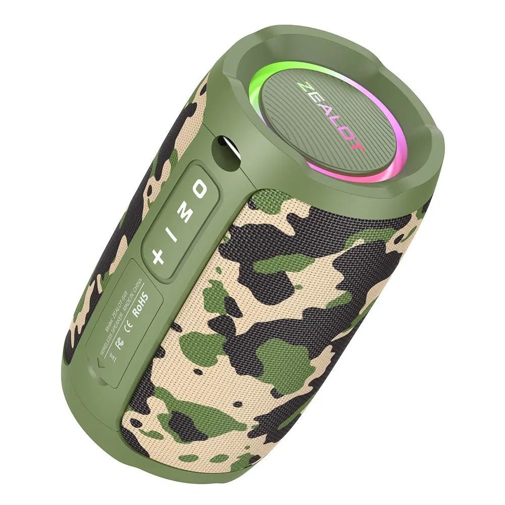 Fanatic S49 New Wireless Bluetooth Speaker Subwoofer Mini Speaker Waterproof Portable Outdoor With Light Camouflage Color