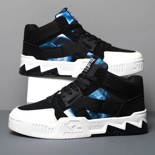 Fashion Camouflage Trend Sneakers Casual Men S062 Black And Blue