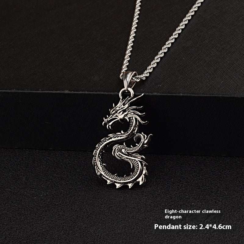 Fashion Jewelry Dragon Sword Pendant Necklace Paved Black Color Jewelry For Men Boy Christmas Gifts Clawless Dragon
