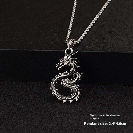 Fashion Jewelry Dragon Sword Pendant Necklace Paved Black Color Jewelry For Men Boy Christmas Gifts Clawless Dragon