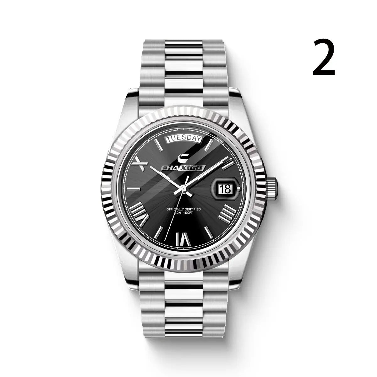 Fashion Men's Watch Steel Band Large Dial Quartz Wrist Watch White Black