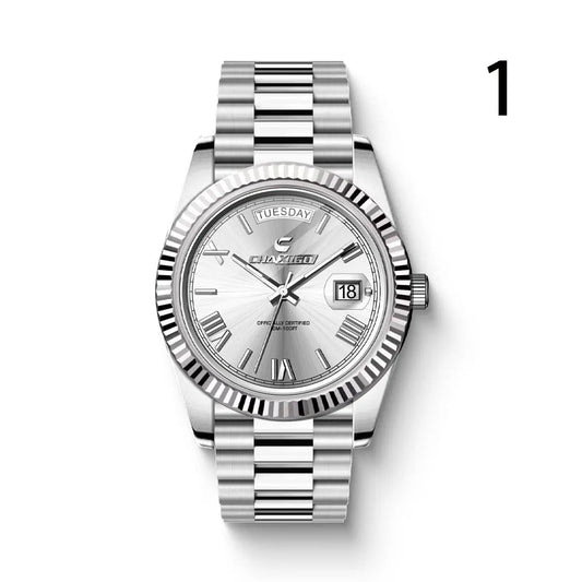 Fashion Men's Watch Steel Band Large Dial Quartz Wrist Watch White