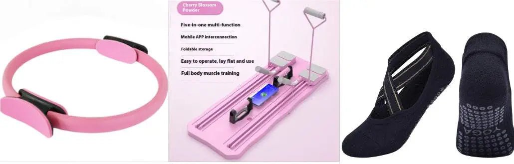 Fitness Board Upgrade Multi-functional Abdominal Wheel Home Pink set