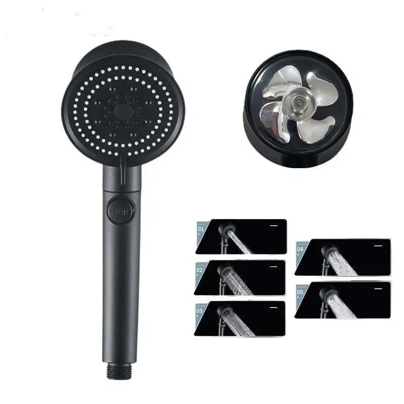 Five-color Wind Turbine Shower Head 56 Speed Water Silicone Shower Head Silver