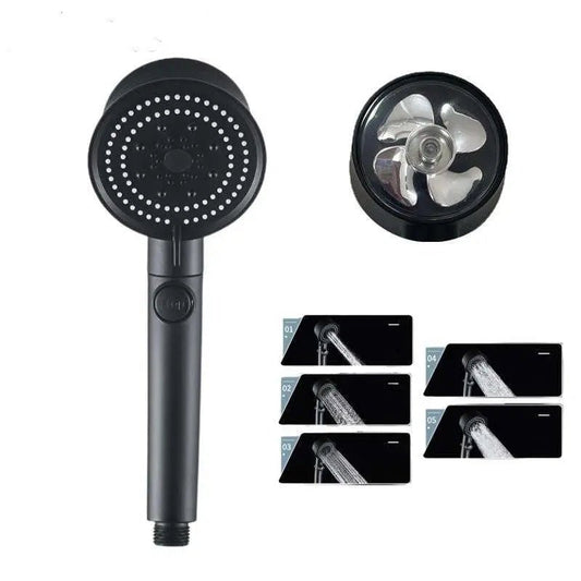 Five-color Wind Turbine Shower Head 56 Speed Water Silicone Shower Head Silver