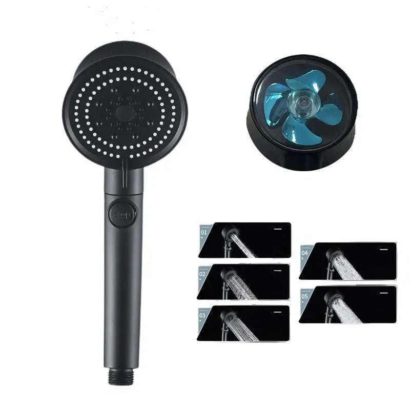 Five-color Wind Turbine Shower Head 56 Speed Water Silicone Shower Head Blue