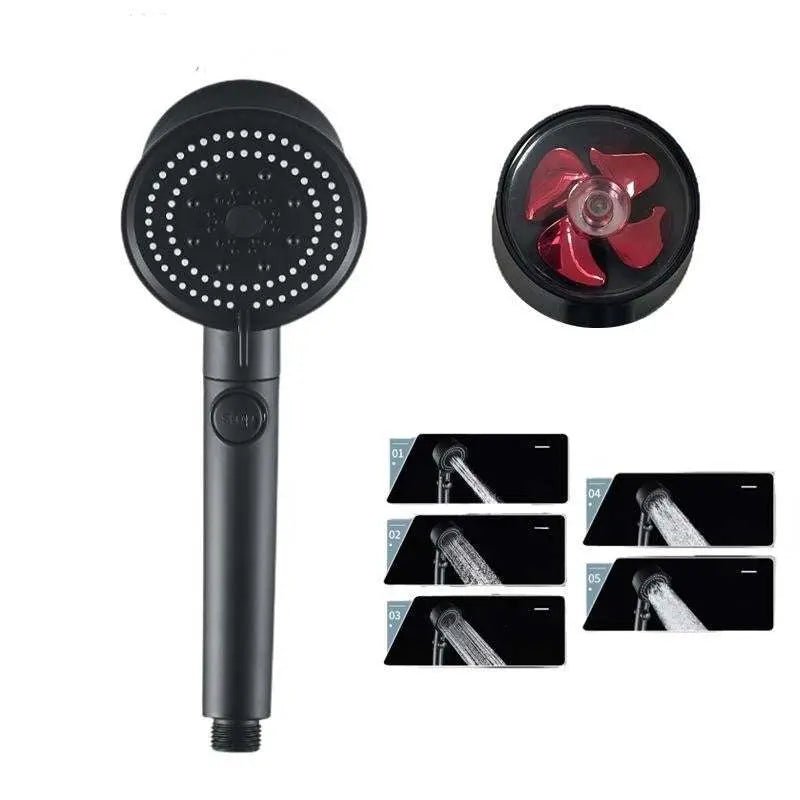 Five-color Wind Turbine Shower Head 56 Speed Water Silicone Shower Head Red