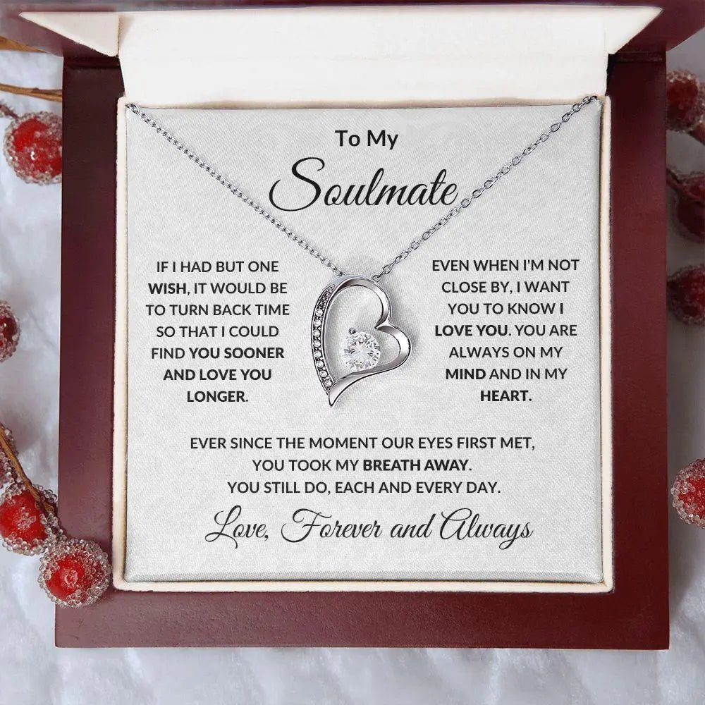 Gift For Women Wife Her Girlfriend Necklace Stainless Steel To My Soulmate The Day I Met You Forever Love Necklace Silver Solid Wood Gift Box Set