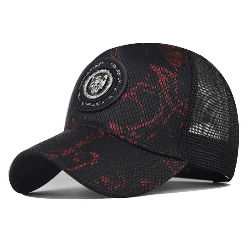 Gradient Color Cheetah Baseball Cap Men Women Plaid Peaked Cap Cheetah Red M