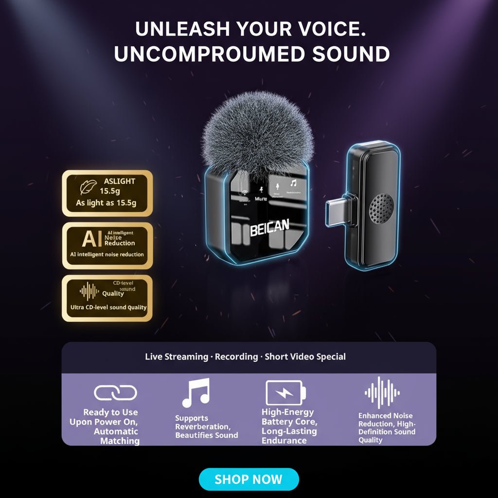 HD Wireless Lapel Microphone With No Delay For Live Outdoor Video Recording Android Universal Type C