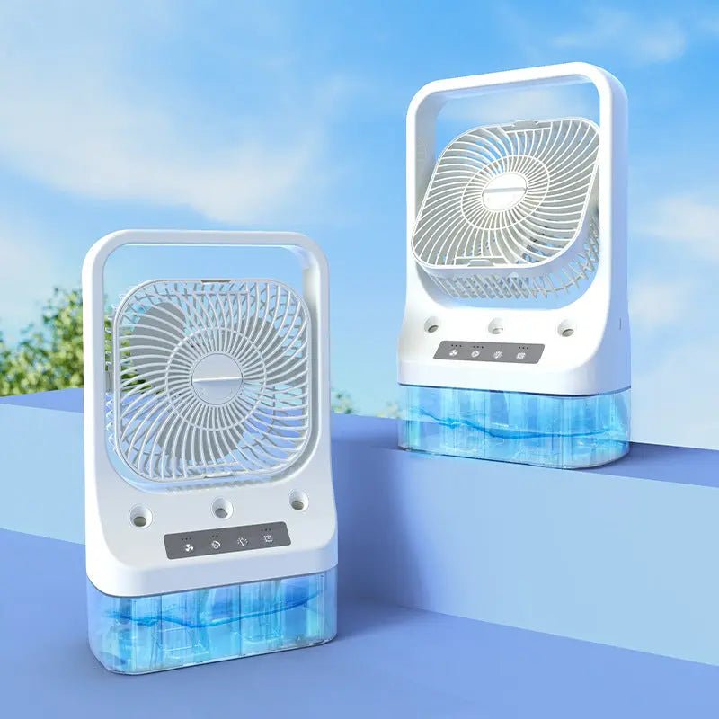 Household Cooling Fan Usb Rechargeable Head Adjustable Air Cooling Water Cooled Air Conditioning Tank Low Noise Air Cooler Fans White