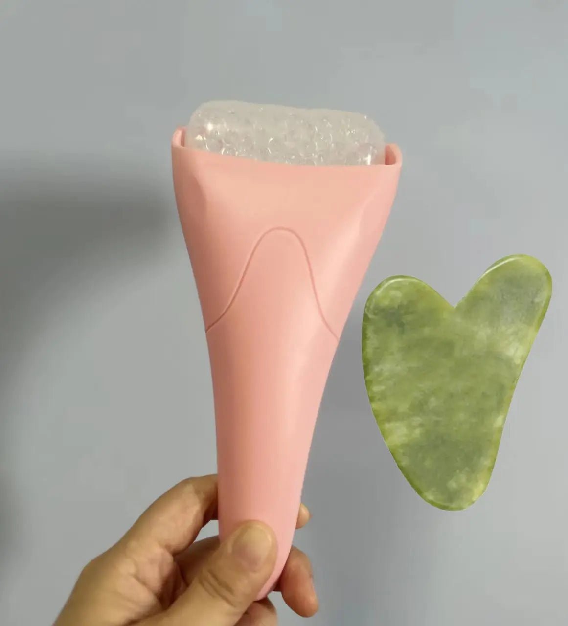 Ice Roller Massager Facial Ice Head Roller Massage Light Pink And Scrapping Plate