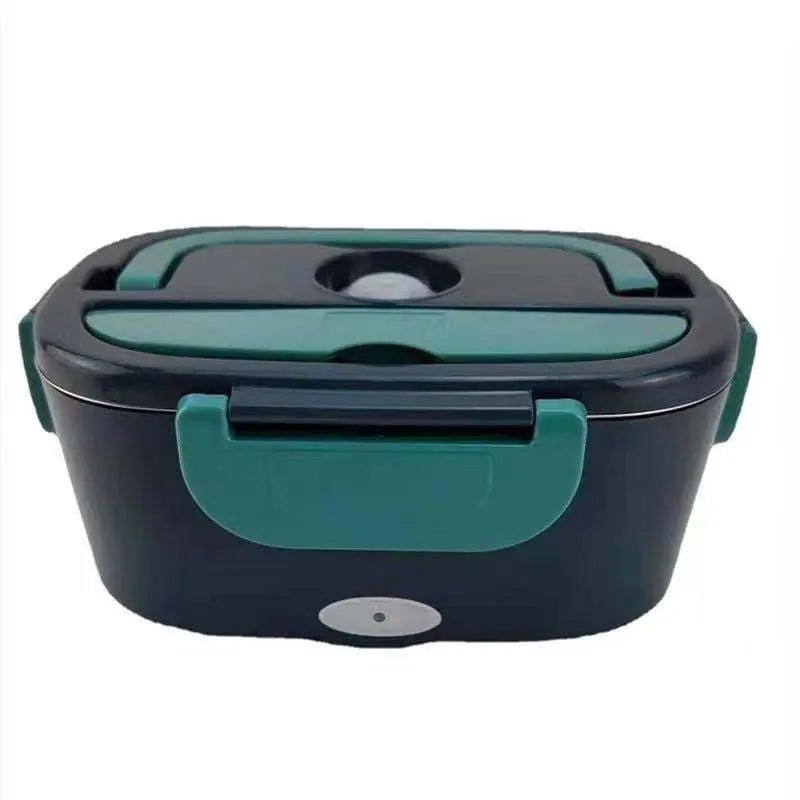 Insulated Lunch Box Large Capacity Heated Electric Lunch Box Stainless Steel Car Bento Box Dark Green