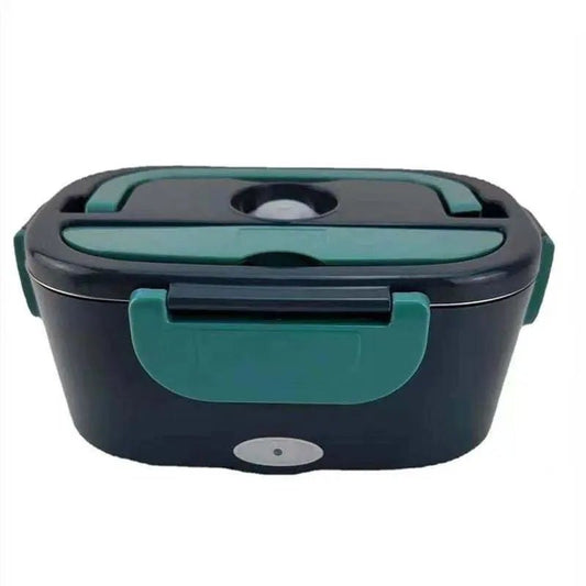 Insulated Lunch Box Large Capacity Heated Electric Lunch Box Stainless Steel Car Bento Box Dark Green