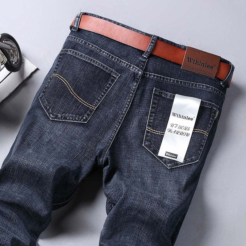 Jeans Men's Straight Loose Casual Pants Fleece-lined Thickened Men's Pants 866 Blue Black And Thick