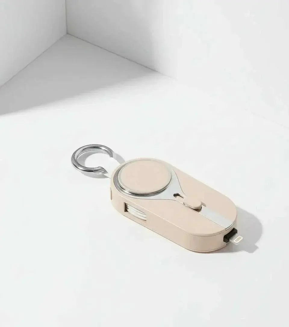 Compact Keychain Power Bank: On-The-Go Phone Charger & Accessory Apple Beige