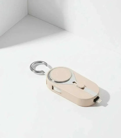 Compact Keychain Power Bank: On-The-Go Phone Charger & Accessory Apple Beige