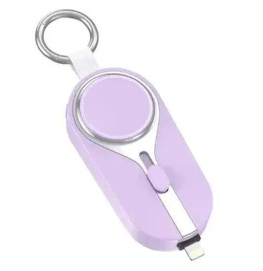 Compact Keychain Power Bank: On-The-Go Phone Charger & Accessory Type C Purple