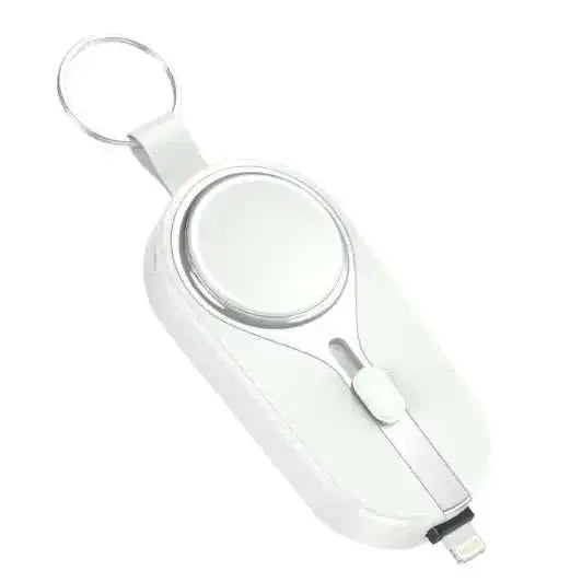 Compact Keychain Power Bank: On-The-Go Phone Charger & Accessory Apple White