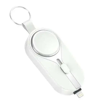 Compact Keychain Power Bank: On-The-Go Phone Charger & Accessory Apple White