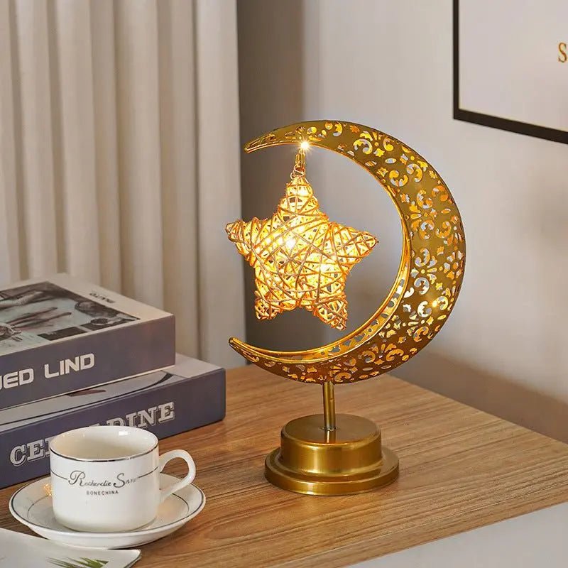 LED Modeling Lamp Creative Personality Iron Moon Rattan Star