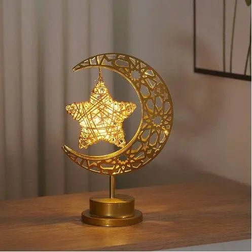 LED Modeling Lamp Creative Personality Iron Moon Hollow frame rattan star