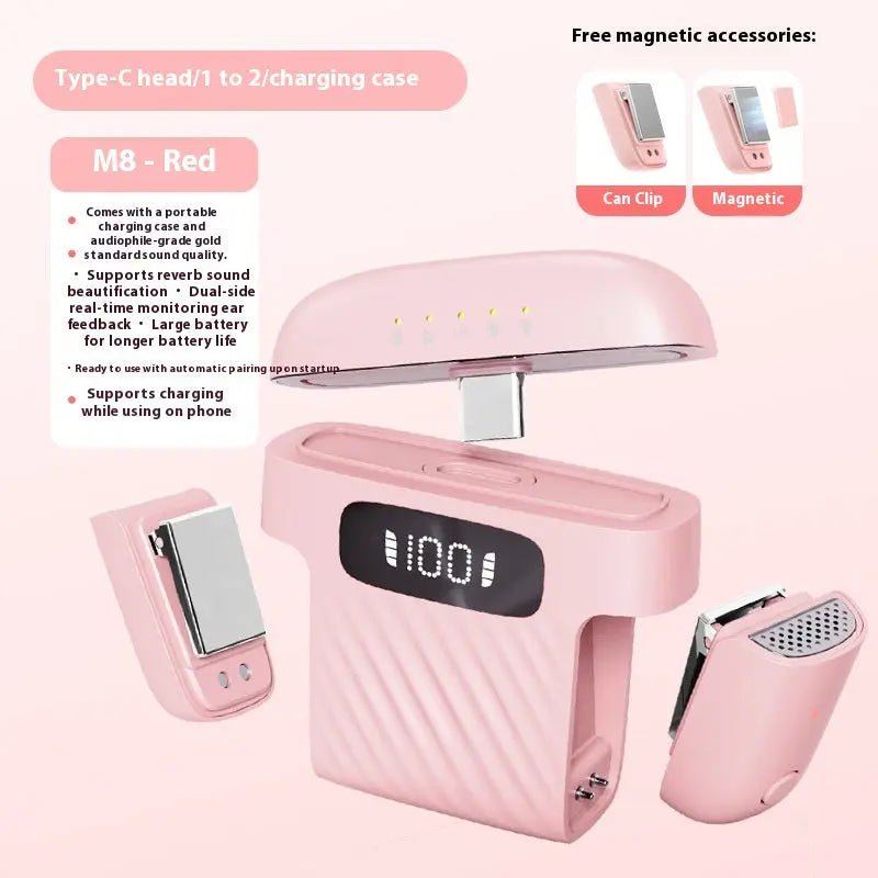 M8 Mini Wireless Collar Clip Microphone One For Two M8 Powder