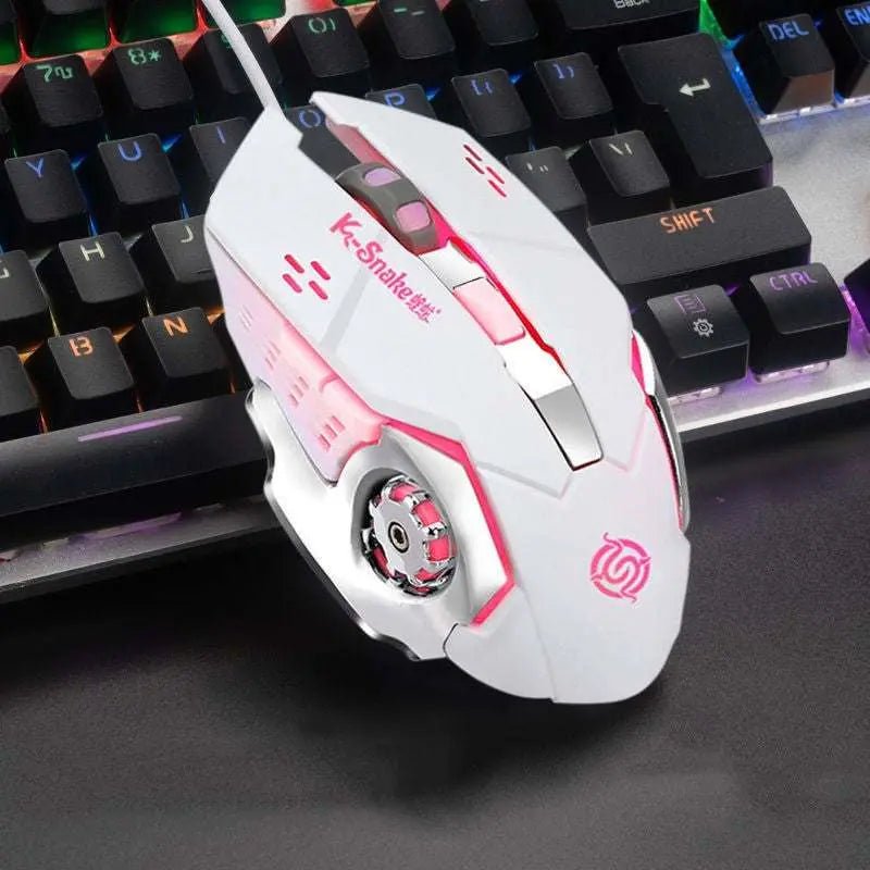 Macro Definition Gaming Competitive Office Home Metal Backboard Housing USB Wired Mouse White